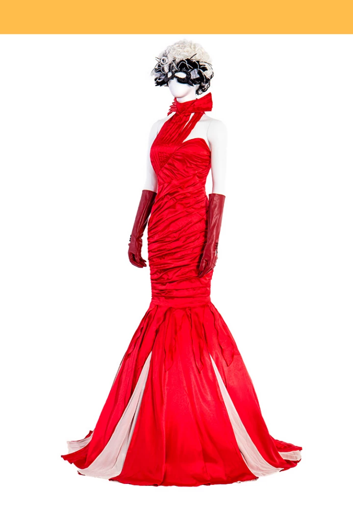 Cosrea Disney Cruella 2021 Movie Flame Dress Cosplay Costume