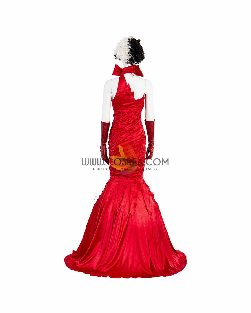 Cosrea Disney Cruella 2021 Movie Flame Dress Cosplay Costume