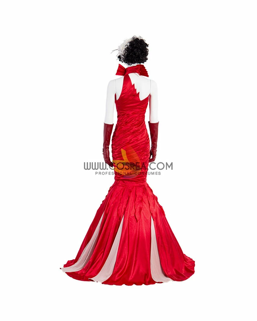 Cosrea Disney Cruella 2021 Movie Flame Dress Cosplay Costume