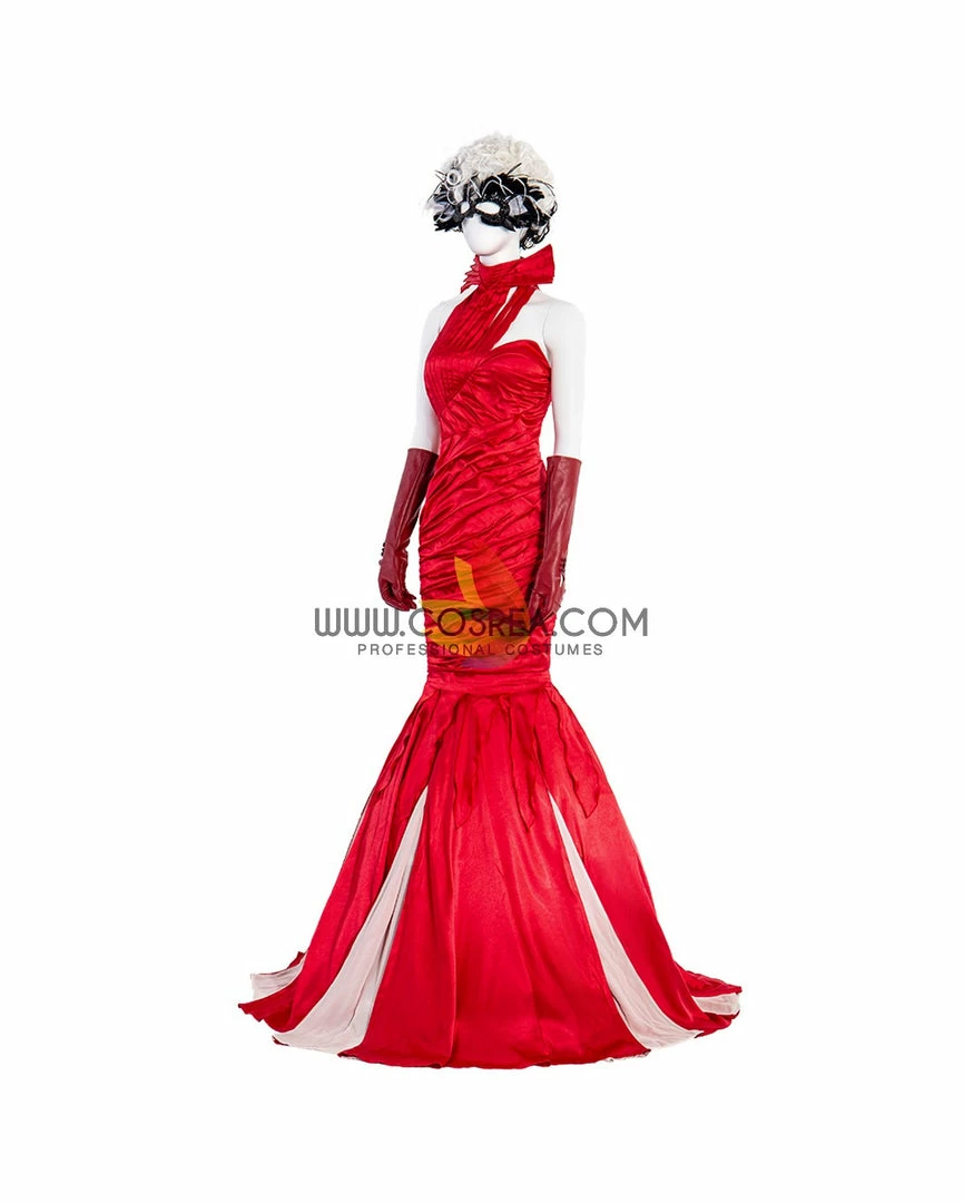 Cosrea Disney Cruella 2021 Movie Flame Dress Cosplay Costume