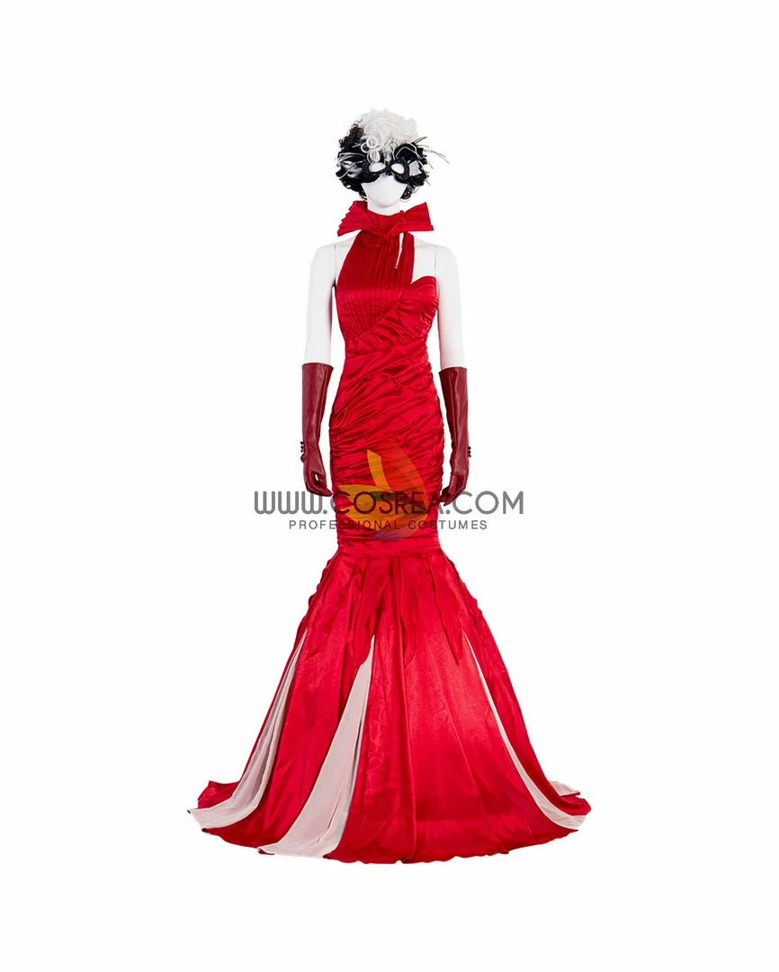 Cosrea Disney Cruella 2021 Movie Flame Dress Cosplay Costume