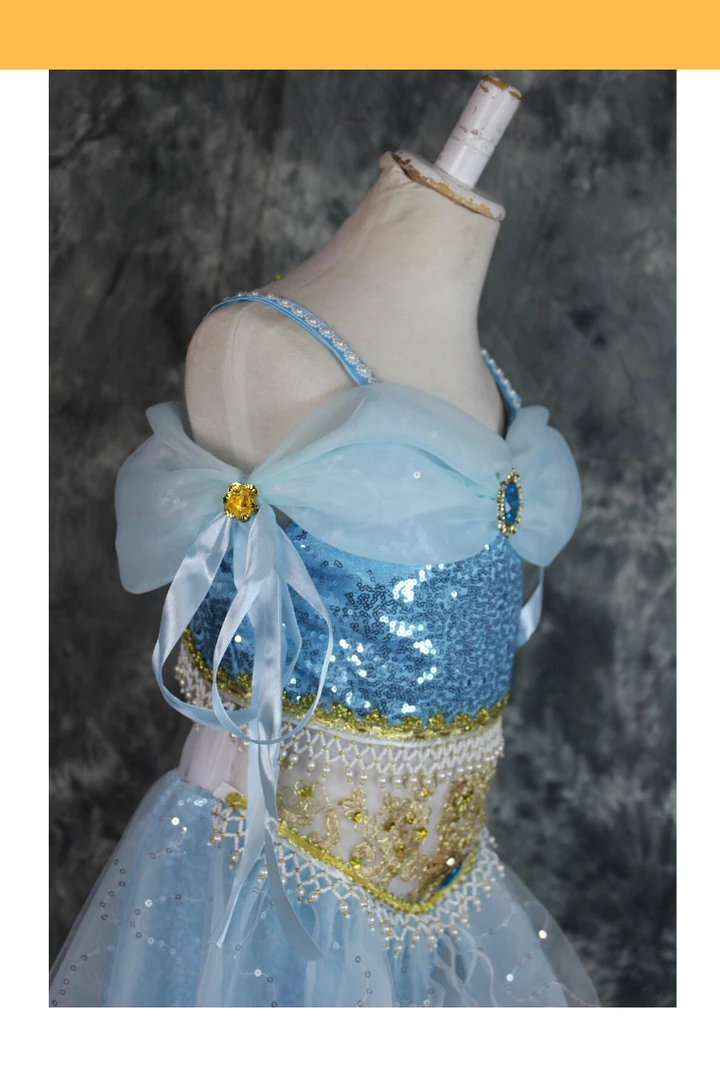 Cosrea Aladdin Jasmine Blue Sequined Cosplay Costume Disney Inspired