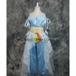 Cosrea Aladdin Jasmine Blue Sequined Cosplay Costume Disney Inspired