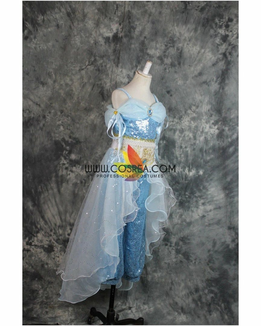 Cosrea Aladdin Jasmine Blue Sequined Cosplay Costume Disney Inspired