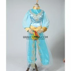 Cosrea Aladdin Princess Jasmine Satin With Chiffon Sleeves Cosplay Costume
