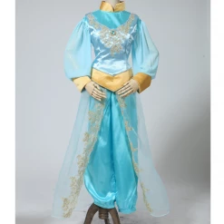 Cosrea Aladdin Princess Jasmine Satin With Chiffon Sleeves Cosplay Costume