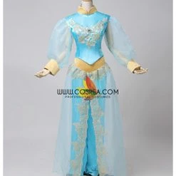 Cosrea Disney Inspired Aladdin Princess Jasmine Satin With Tulle Sleeves Cosplay Costume