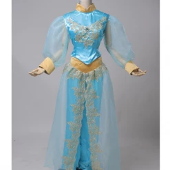 Cosrea Disney Inspired Aladdin Princess Jasmine Satin With Tulle Sleeves Cosplay Costume