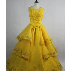 Cosrea Beauty And Beast Live Action Belle Dandelion Yellow Cosplay Costume