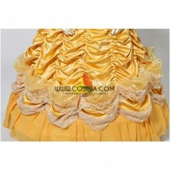 Cosrea Beauty And Beast Belle 2 Pieces Set Brocade Ruffle Cosplay Costume Disney Inspired