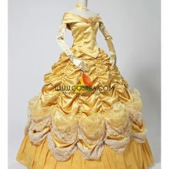 Cosrea Beauty And Beast Belle 2 Pieces Set Brocade Ruffle Cosplay Costume Disney Inspired