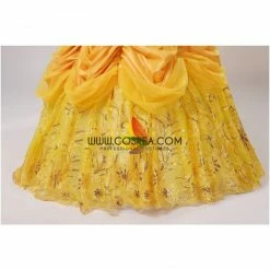 Cosrea Disney Inspired Beauty And Beast Belle Amber Gold With Embroidery Accent Cosplay Costume
