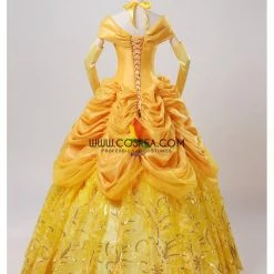 Cosrea Disney Inspired Beauty And Beast Belle Amber Gold With Embroidery Accent Cosplay Costume