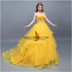 Cosrea Beauty And Beast Belle Classic Basque Style With Train Cosplay Costume