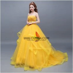 Cosrea Beauty And Beast Belle Classic Basque Style With Train Cosplay Costume