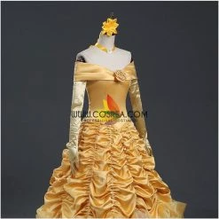 Cosrea Beauty And Beast Belle Classic Brocade Ruffle Cosplay Costume