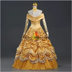 Cosrea Beauty And Beast Belle Classic Brocade Ruffle Cosplay Costume