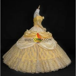 Cosrea Disney Inspired Beauty And Beast Belle Classic Brocade Satin Cosplay Costume