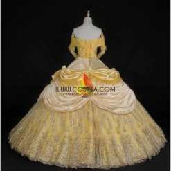 Cosrea Disney Inspired Beauty And Beast Belle Classic Brocade Satin Cosplay Costume