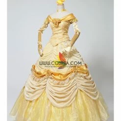 Cosrea Disney Inspired Beauty And Beast Belle Classic Brocade Velvet Cosplay Costume