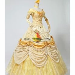 Cosrea Disney Inspired Beauty And Beast Belle Classic Brocade Velvet Cosplay Costume
