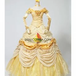 Cosrea Disney Inspired Beauty And Beast Belle Classic Brocade Velvet Cosplay Costume