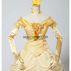 Cosrea Disney Inspired Beauty And Beast Belle Classic Brocade Velvet Cosplay Costume