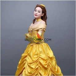Cosrea Beauty And Beast Belle Classic Floral Brocade Tiered Cosplay Costume