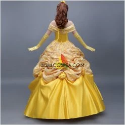 Cosrea Beauty And Beast Belle Classic Floral Brocade Tiered Cosplay Costume