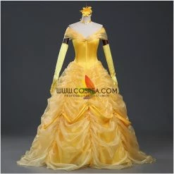 Cosrea Beauty And Beast Belle Classic Multilayer Organza Tulle Cosplay Costume