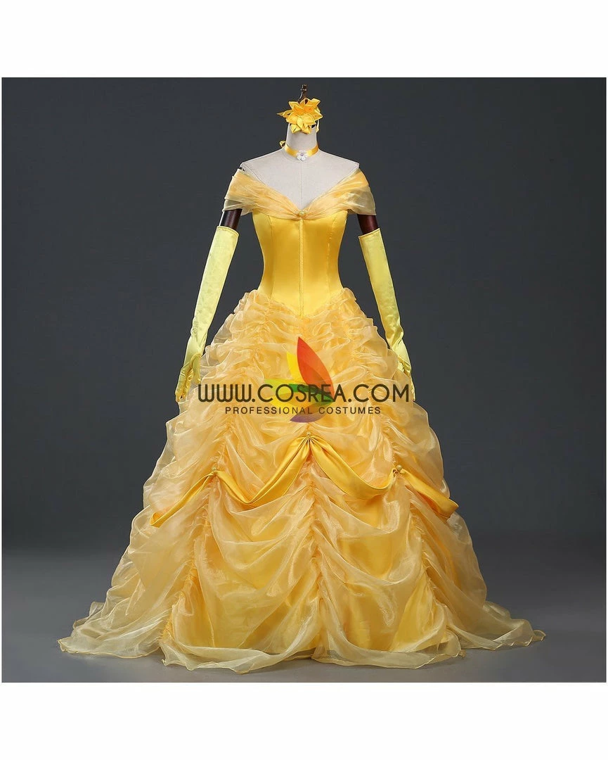 Cosrea Beauty And Beast Belle Classic Multilayer Organza Tulle Cosplay Costume