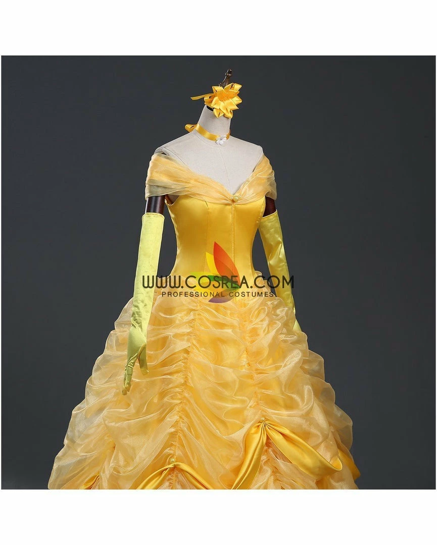 Cosrea Beauty And Beast Belle Classic Multilayer Organza Tulle Cosplay Costume