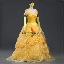 Cosrea Beauty And Beast Belle Classic Multilayer Organza Tulle Cosplay Costume