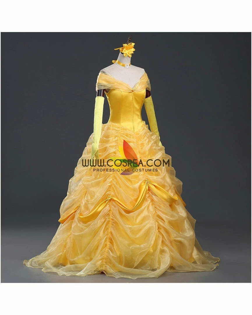 Cosrea Beauty And Beast Belle Classic Multilayer Organza Tulle Cosplay Costume