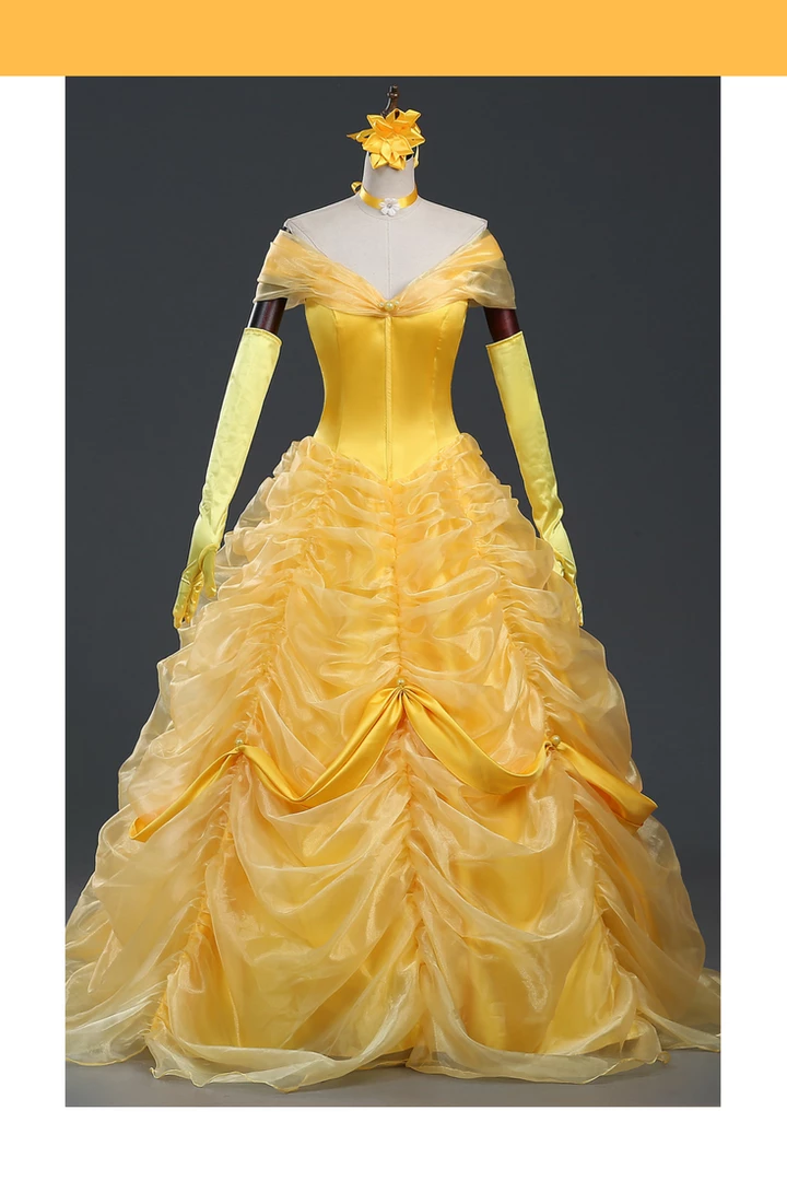 Cosrea Beauty And Beast Belle Classic Multilayer Organza Tulle Cosplay Costume
