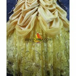 Cosrea Beauty And Beast Belle Embroidered Gold Cosplay Costume Disney Inspired