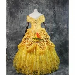 Cosrea Beauty And Beast Belle Embroidered Gold Cosplay Costume Disney Inspired