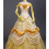 Cosrea Beauty And Beast Belle Light Gold Velvet Cosplay Costume