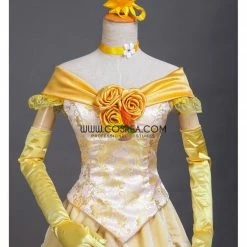 Cosrea Beauty And Beast Belle Light Gold Velvet Cosplay Costume