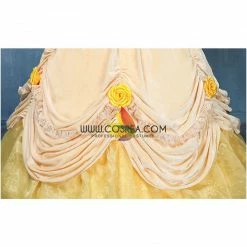 Cosrea Disney Inspired Beauty And Beast Belle Light Yellow Velvet Cosplay Costume