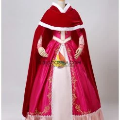 Cosrea Beauty And Beast Belle Pink Satin With Embroidered Gold Accent Cosplay Costume Disney Inspired