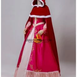 Cosrea Beauty And Beast Belle Pink Satin With Embroidered Gold Accent Cosplay Costume Disney Inspired