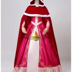 Cosrea Beauty And Beast Belle Pink Satin With Embroidered Gold Accent Cosplay Costume Disney Inspired