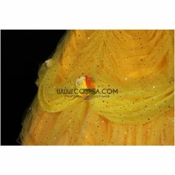 Cosrea Disney Inspired Beauty And Beast Belle Rose Gold Brocade Drape Cosplay Costume