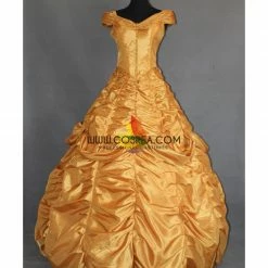 Cosrea Disney Inspired Beauty And Beast Belle Rose Gold Satin Cosplay Costume