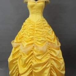 Cosrea Beauty And Beast Belle With Tulle Shoulder Drape Cosplay Costume Disney Inspired
