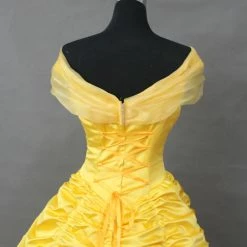 Cosrea Beauty And Beast Belle With Tulle Shoulder Drape Cosplay Costume Disney Inspired