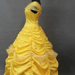 Cosrea Beauty And Beast Belle With Tulle Shoulder Drape Cosplay Costume Disney Inspired