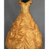 Cosrea Disney Inspired Beauty And Beast Belle Rose Gold Satin Cosplay Costume