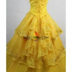 Cosrea Beauty And Beast Live Action Belle Dandelion Yellow Cosplay Costume